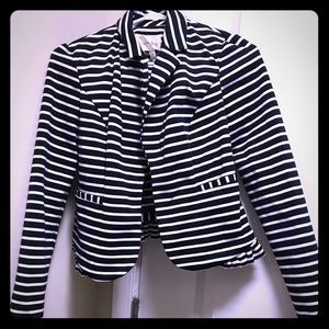 Blue and White Striped Blazer